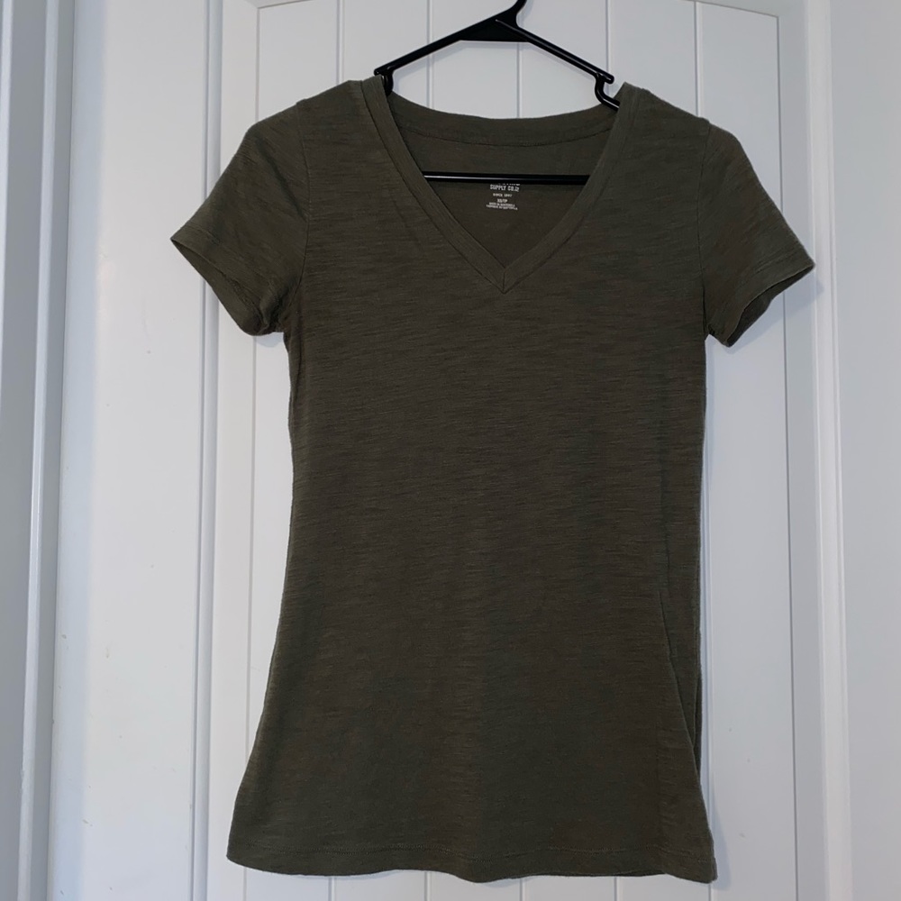 Army green v-neck